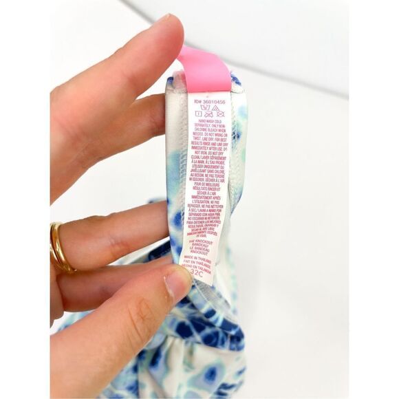 VS Victoria's Secret PINK Tie Dye Bandeau Bikini Top Strapless Blue White Size 3 - Picture 4 of 5